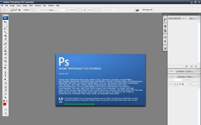 Giao diện của phần mềm Photoshop CS3