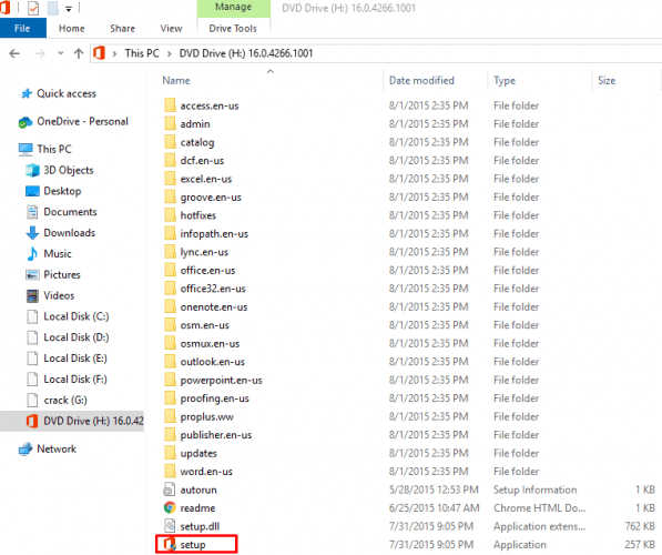Mở file download, tìm mục setup